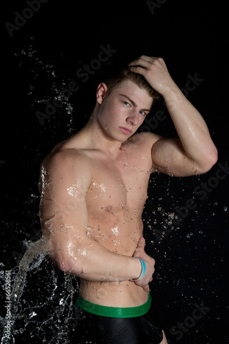 Young man wet portrait