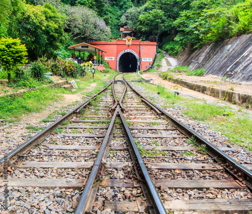 Fototapeta premium Railway through the tunnel 