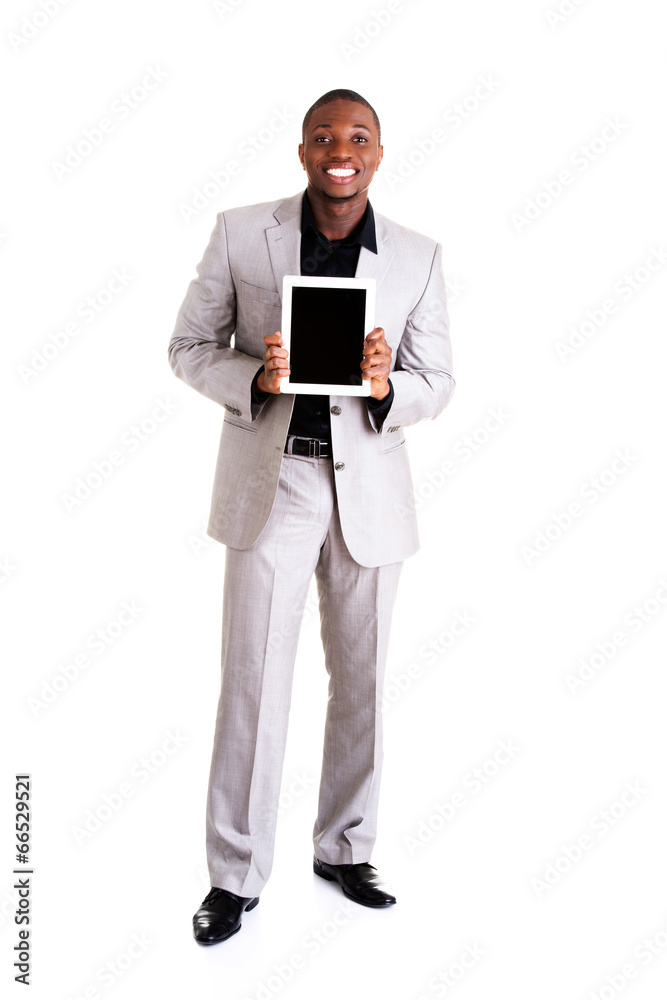 Handsome businessman with tablet