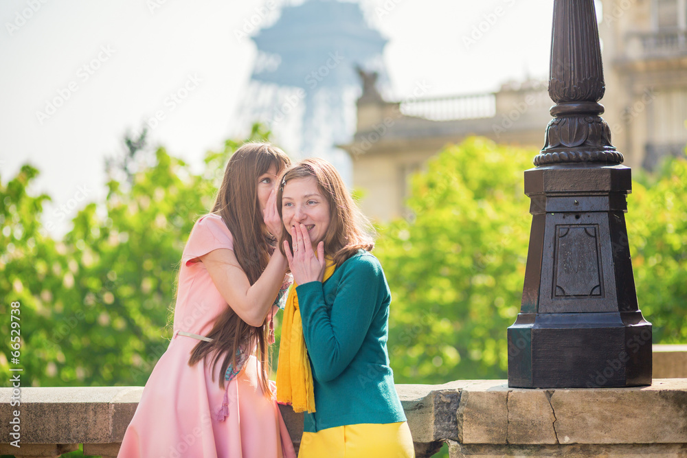 Girls in Paris near the Eiffel tower