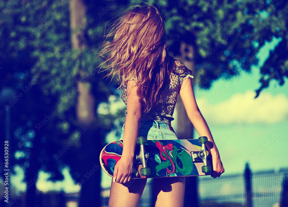 sexy stylish smiling girl model in casual cloth in jeans Stock Photo