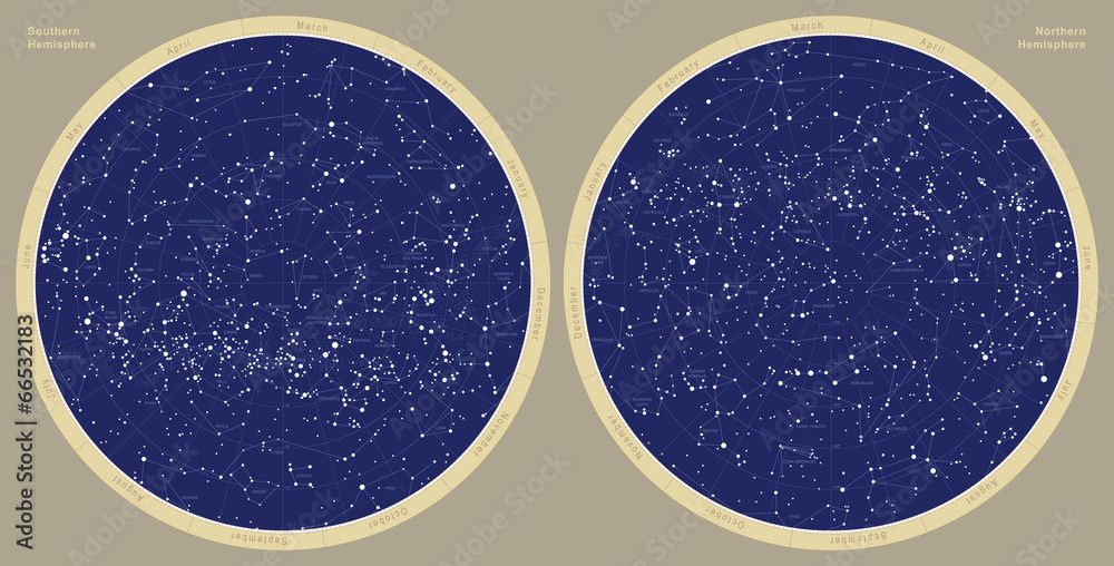 Naklejka premium Astronomical constellation map