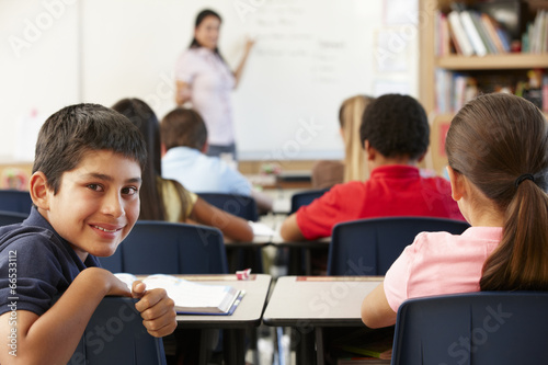 Teacher and schoolchildren in class