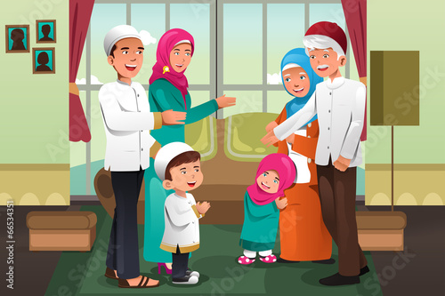 Family celebrating Eid-al-fitr