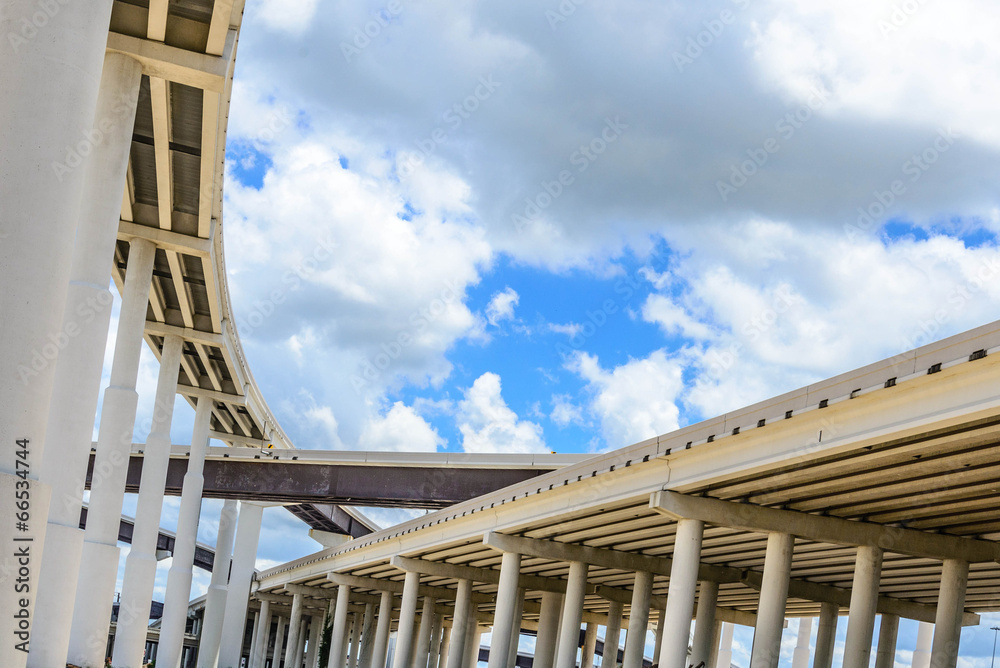 elevated highways looking skyward