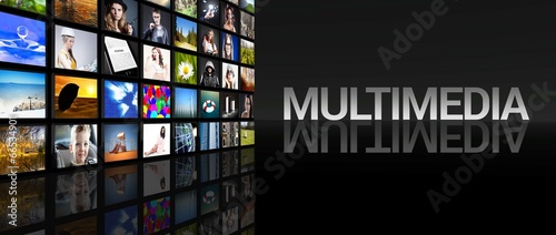 Multimedia television screens black background photo