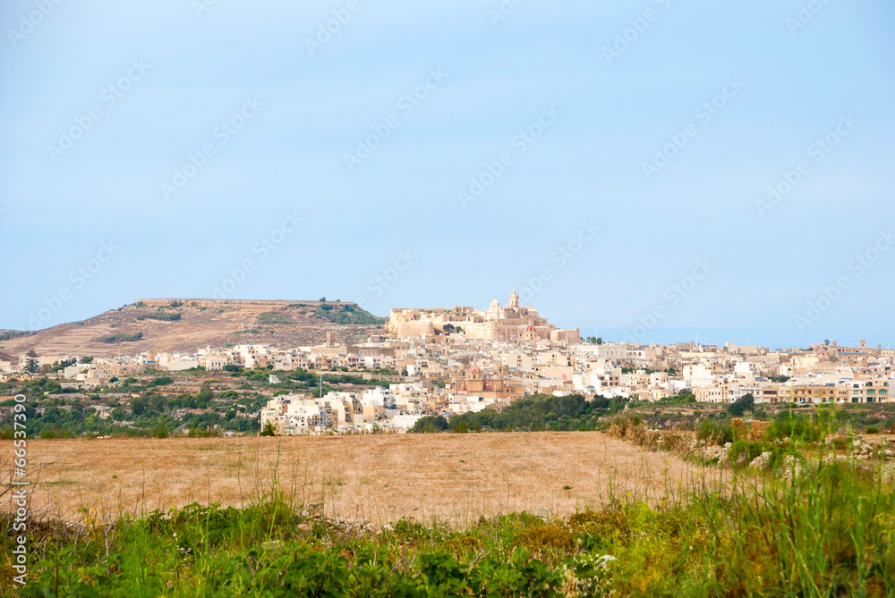 View towards Victoria, Gozo island, Malta