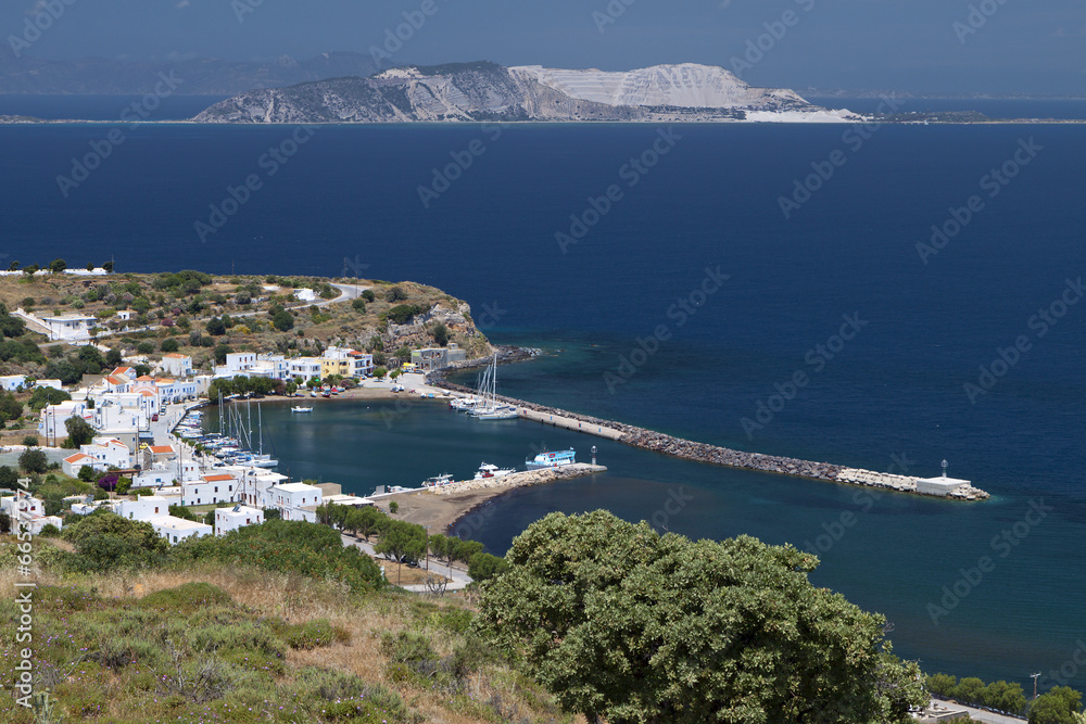 Mandraki harbor at Nysiros island in Greece.