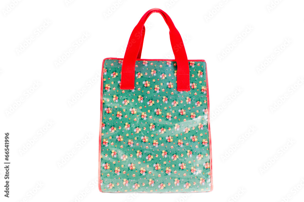 Green women bag with red flowers Green women bag with red flowers