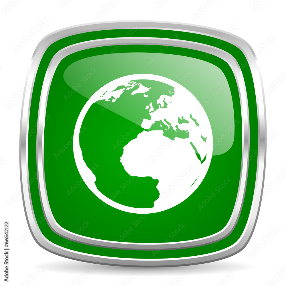 earth glossy computer icon on white background