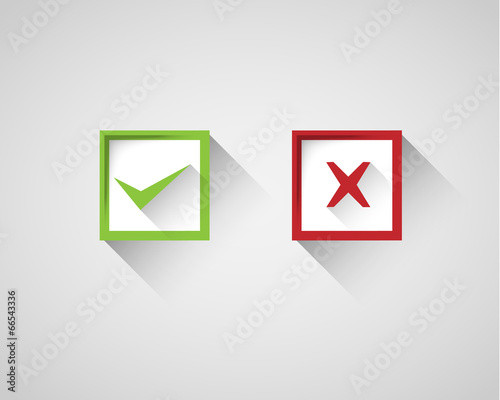 right, wrong square sign symbol set