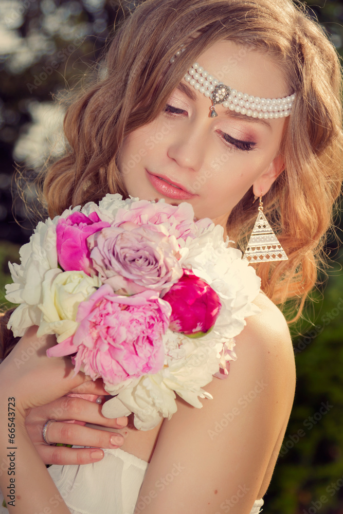 Romantic girl with flowers Romantic girl with flowers