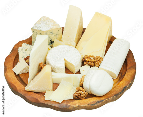 various cheeses plate isolated on white