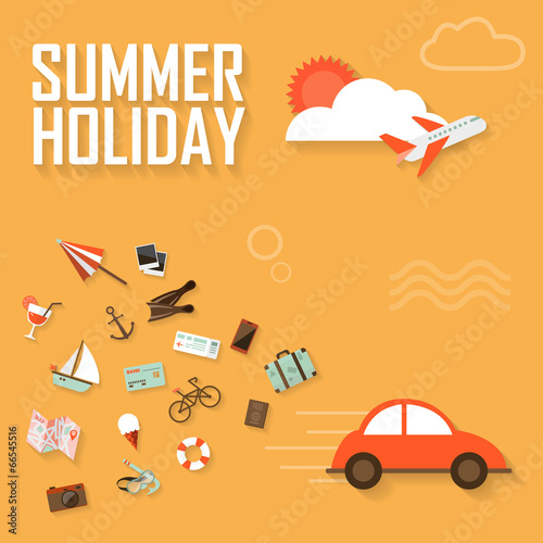 Vector summer background, flat design