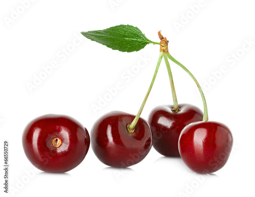 Sweet ripe cherry, berries isolated on white background
