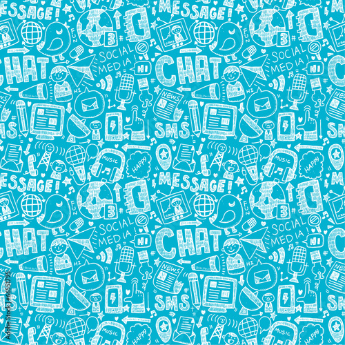 Wallpaper Mural seamless doodle communication pattern Torontodigital.ca