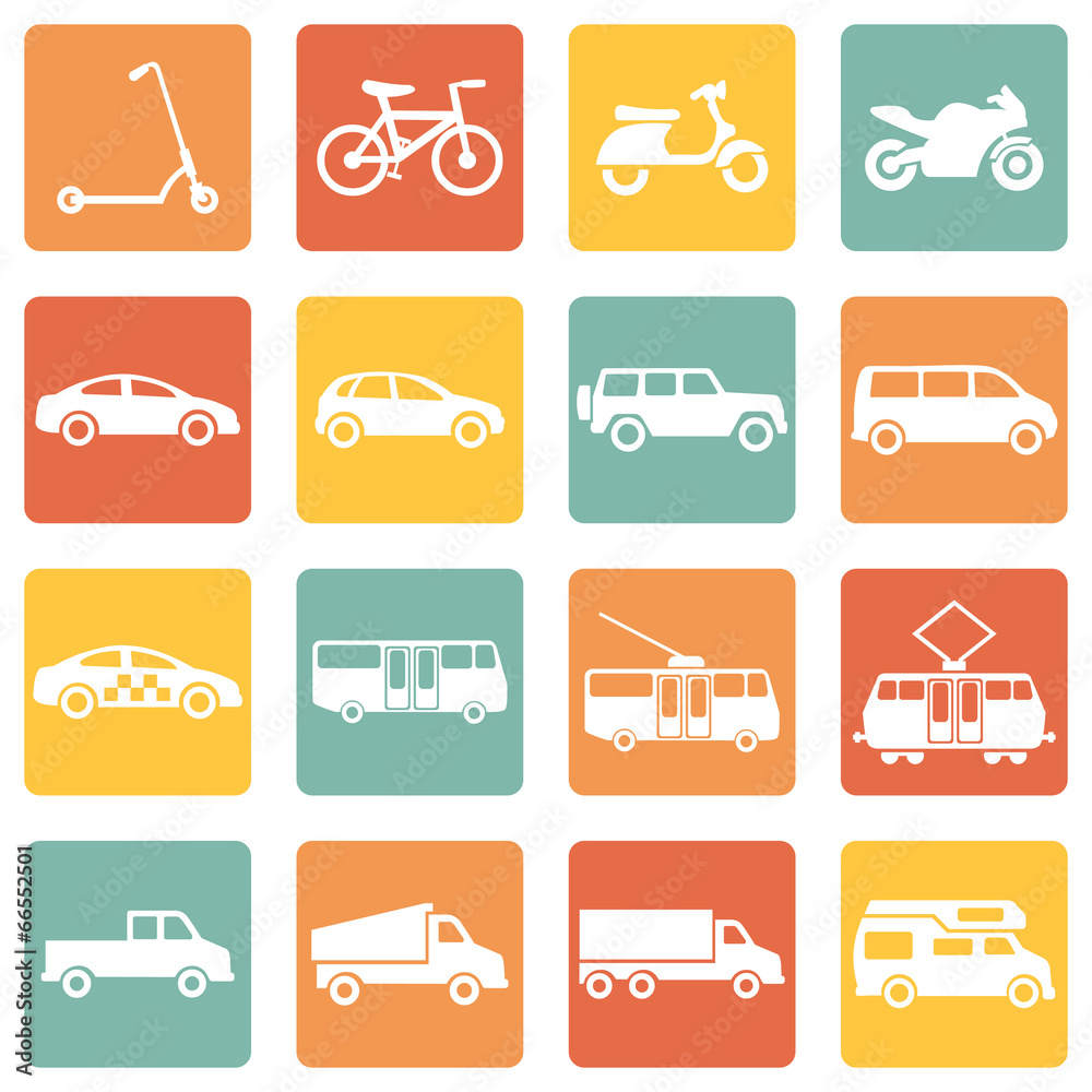 Vector Set of Ground Transportation Icons Vector Set of Ground Transportation Icons