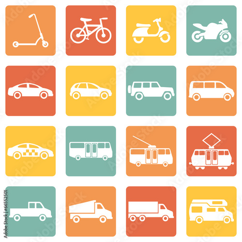 Vector Set of  Ground Transportation Icons