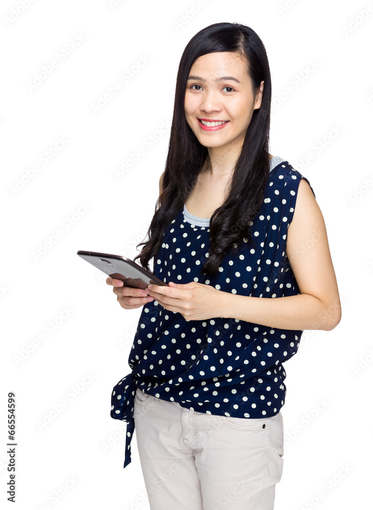 Asian woman hold with digital tablet Asian woman hold with digital tablet