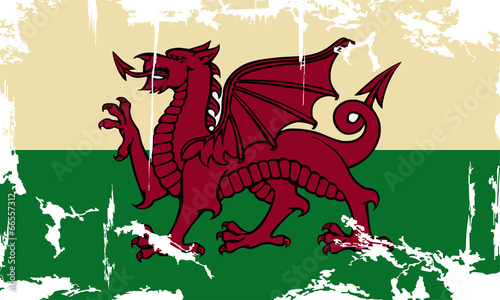 Wales grunge flag. Vector illustration