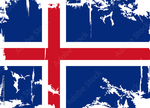 Icelandic grunge flag. Vector illustration