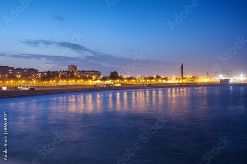 Barcelona Seaside at Dusk