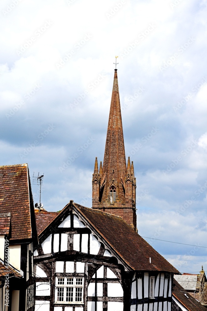 Timbered building and church, Weobley © Arena Photo UK Timbered building and church, Weobley © Arena Photo UK