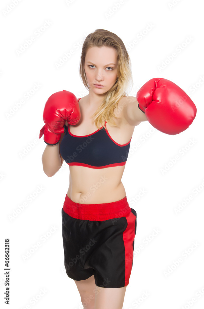 Woman boxer on white background Woman boxer on white background