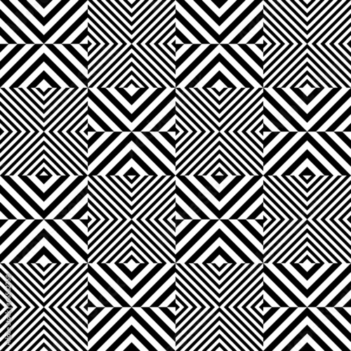 Black and white geometric square seamless pattern
