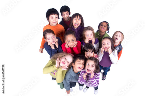 Group of children making faces