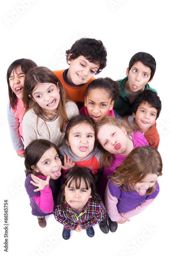 Group of children making faces