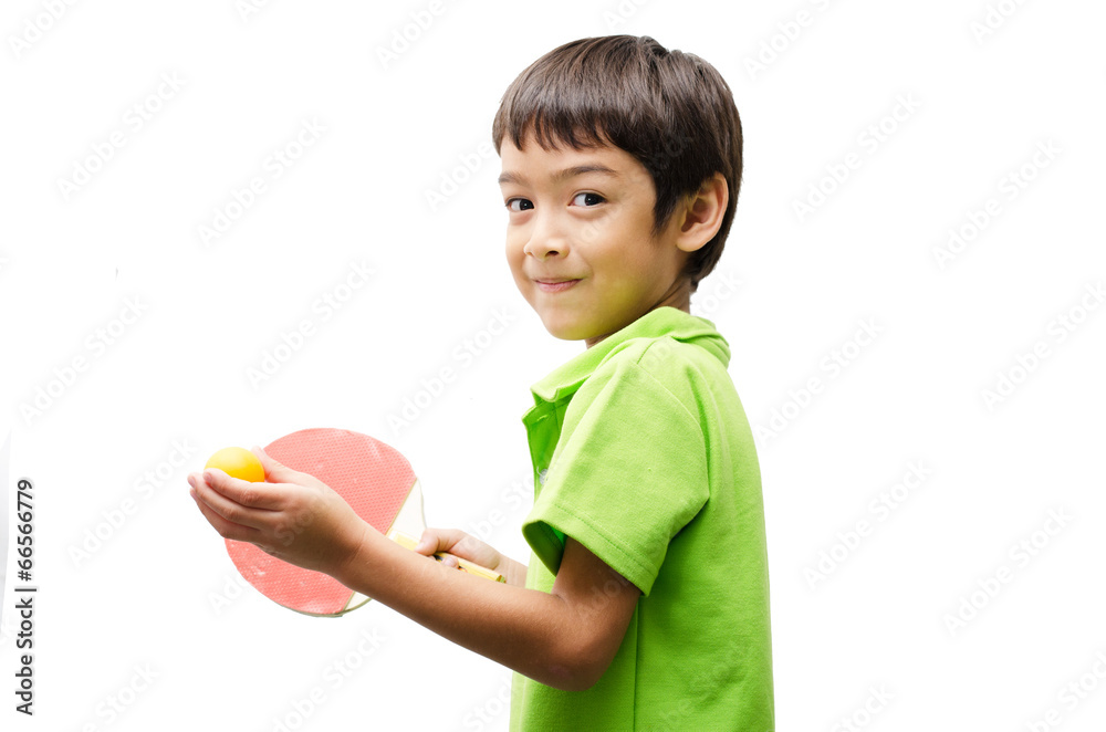 Little boys playing table tennis on white background Little boys playing table tennis on white background