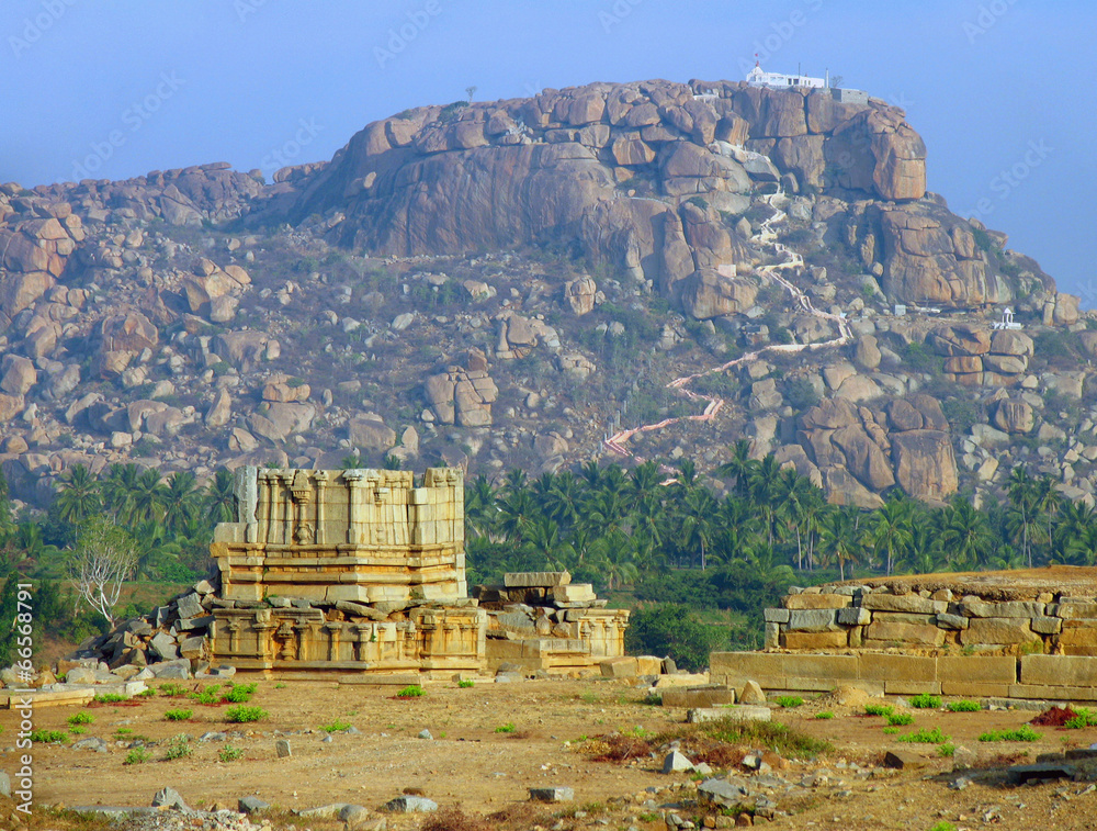 Hanuman Temple on the sacred Anjenadri hill in Hampi, Karnataka Stock