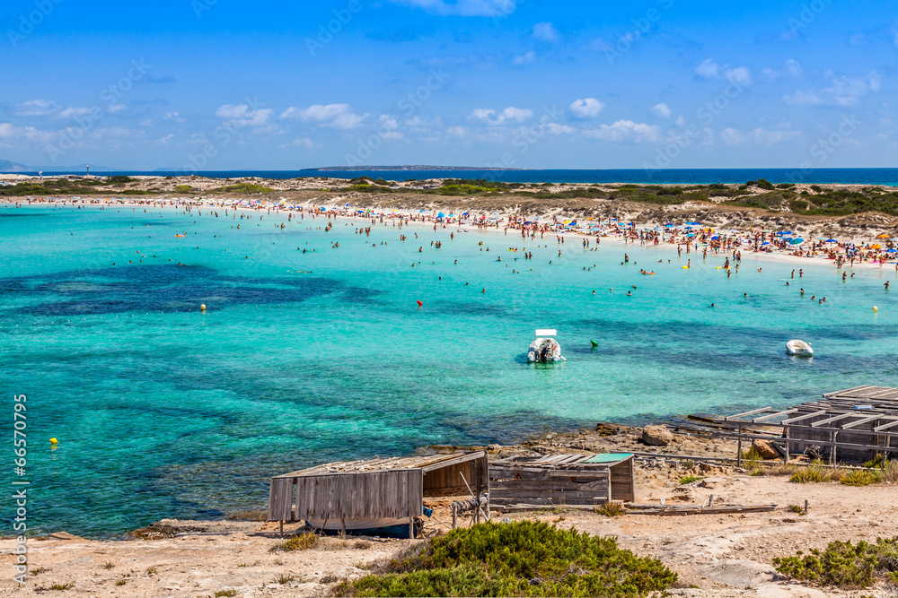 Obraz premium Formentera balearic island view from sea of the west coast