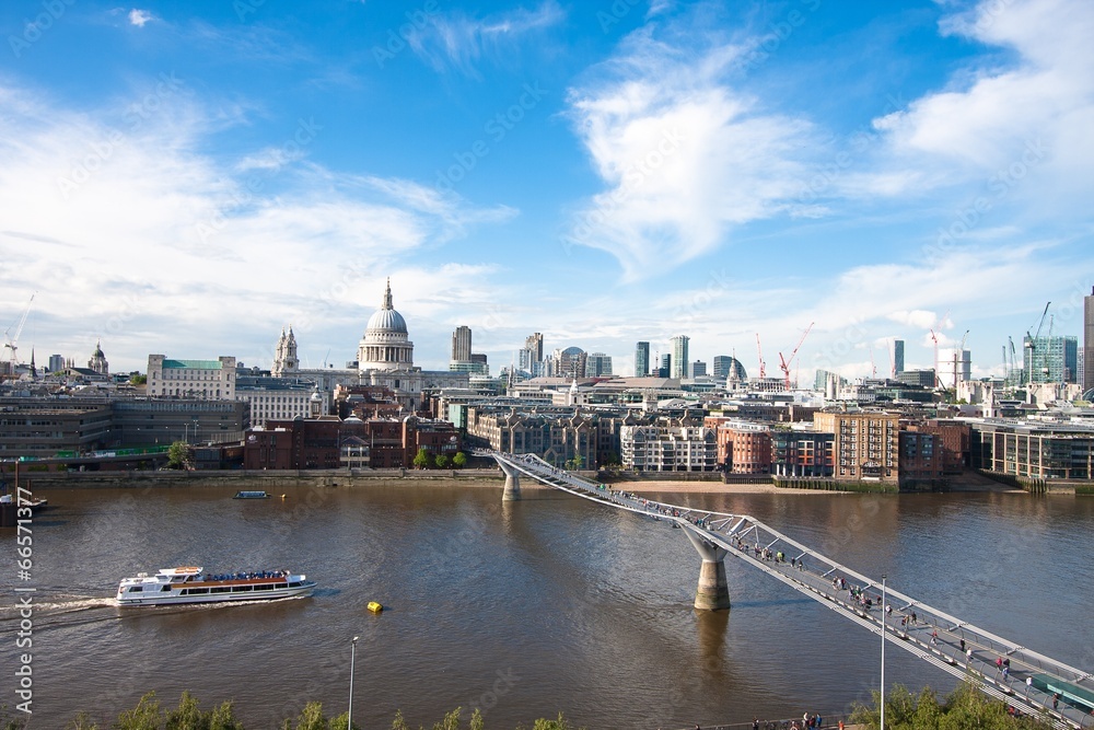 Thames River and Millenium Bridge, London - England Thames River and Millenium Bridge, London - England