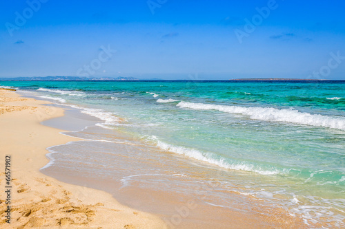 Obraz na płótnie Formentera balearic island view from sea of the west coast w salonie