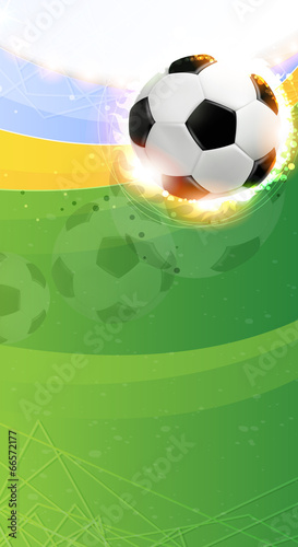 Burning soccer ball on playing field