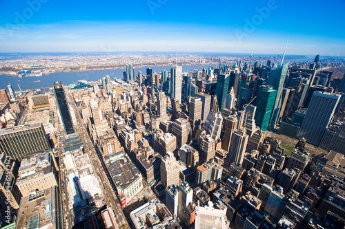 New York City Manhattan panorama aerial view with skyline at