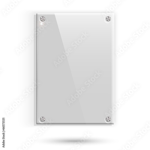 Glass plate with shadow on white background