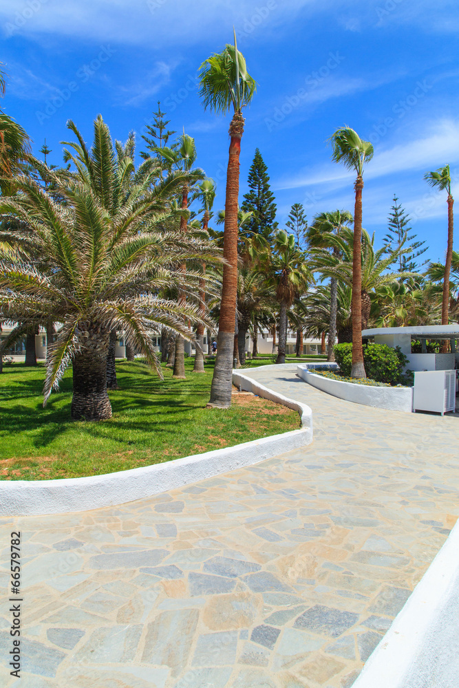 A view of a park near Nissi Beach in Aiya Napa, Cyprus