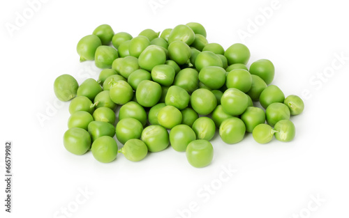 green peas on the white background