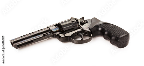 black revolver on the white background photo