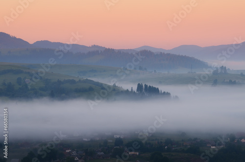 Morning in mountain village