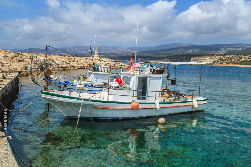 Fishing boats in a port in Pafos, Cyprus