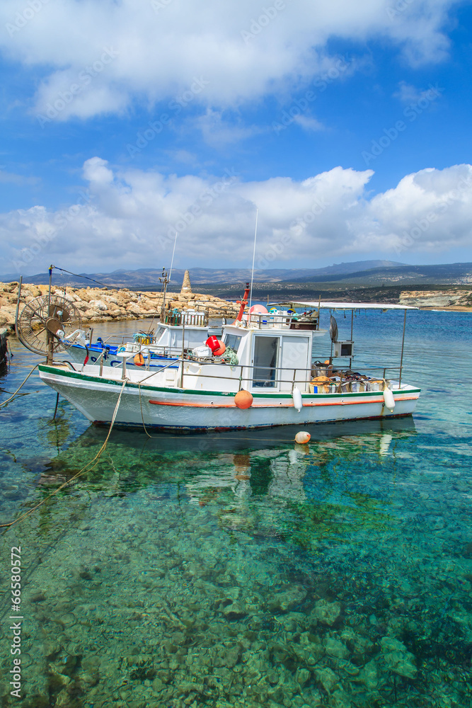 Fishing boats in a port in Pafos, Cyprus