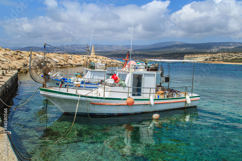Fishing boats in a port in Pafos, Cyprus