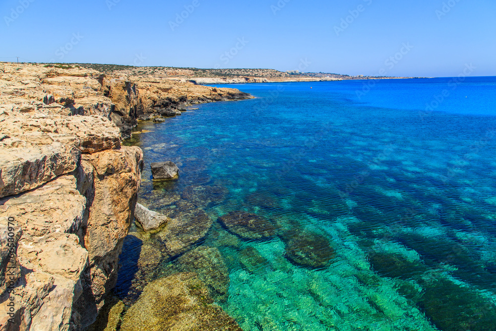 A view of a sea shore in Kavo Greko nenar Aiya Napa, Cyprus