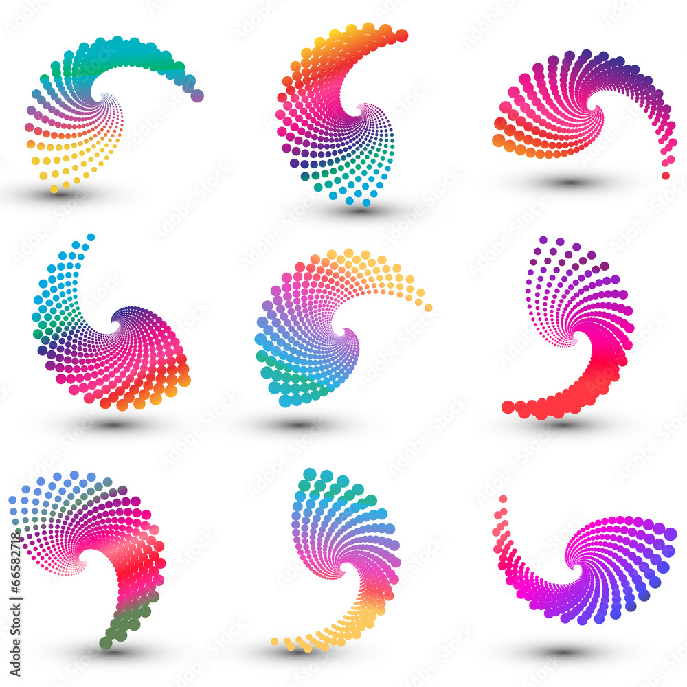 Set of abstract swirl design elements