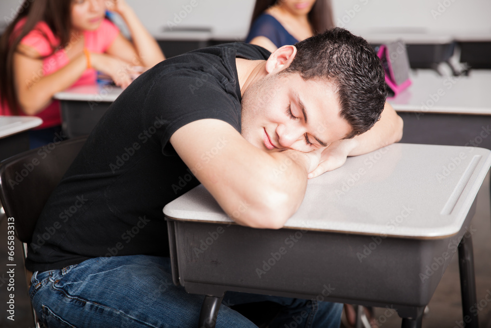 Fototapeta premium Napping and dreaming during class
