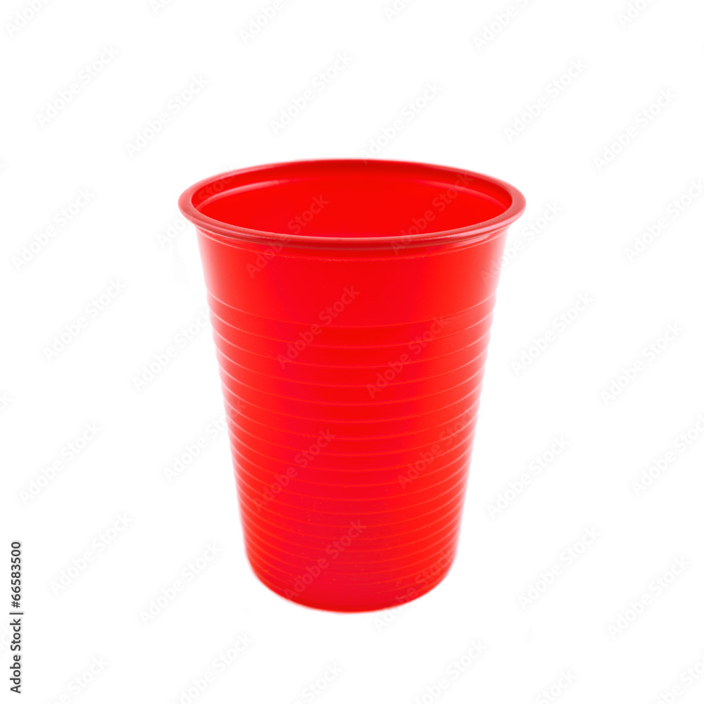 Plastic red cup on white background Plastic red cup on white background